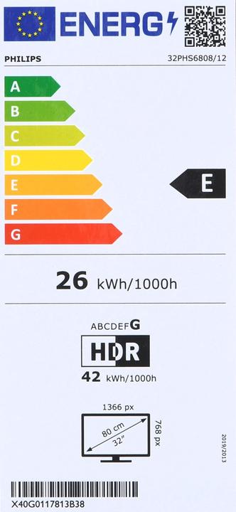 Energy Label Philips 32PHS6808/12 (32", PHS6808, LED, HD, 2023)