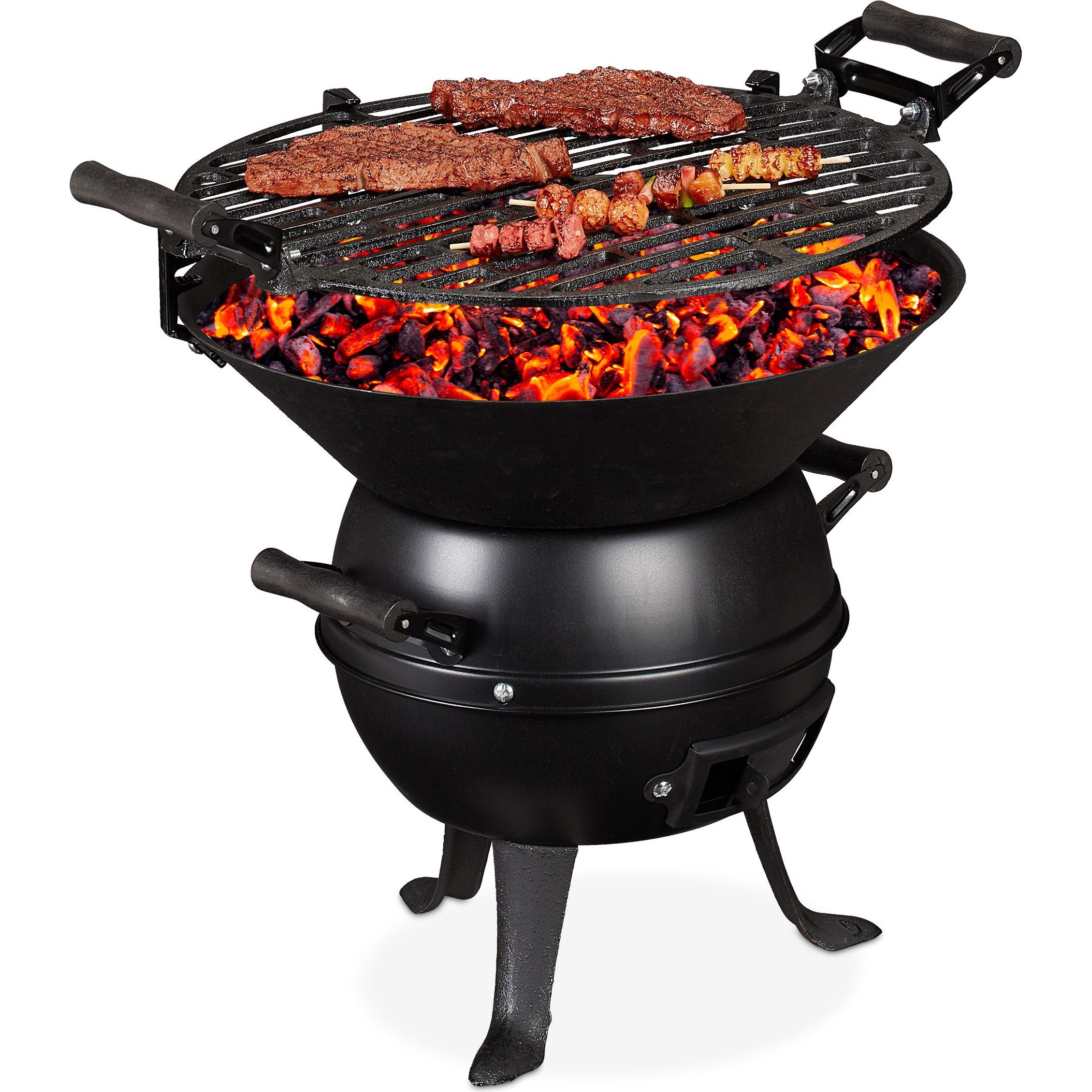 Relaxdays, Grill a carbone, Grill, ghisa (35 cm)