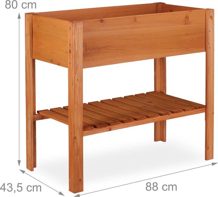 Actual product image Relaxdays Light Brown Wooden Raised Garden Bed