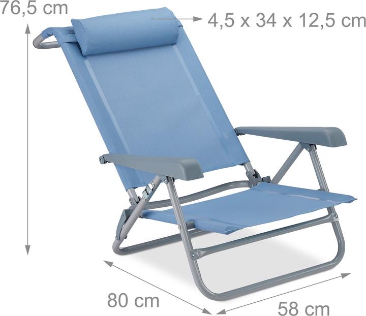 Image du produit Relaxdays Chaise de plage pliante avec repose-tête