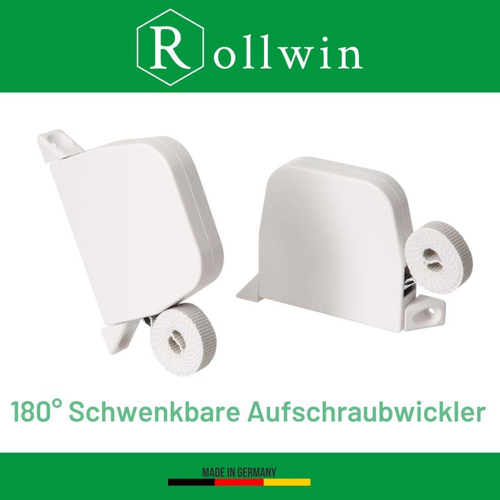 Produktbild Rollwin Rolladen Gurtwickler Aufputz - aus Deutschland - 185mm Lochabstand Weiss - Maxi Rollladen