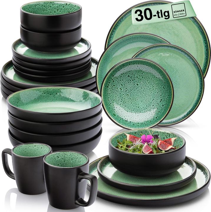 grüne Glasur mit feinem schwarzen Rand