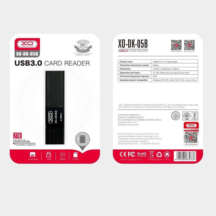 Actual product image xO card reader 2 in 1 DK05B USB 3.0 black (USB 3.0)