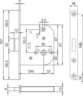 Immagine prodotto MSL Serrature d'infilare solo a catenaccio 1503 (Serratura a mortasa)