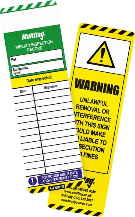 Energy Label ScaffTag Weekly Inspection tag inserts