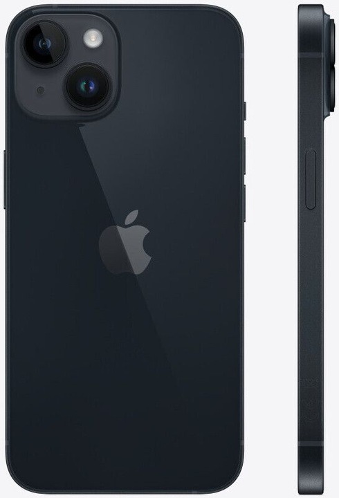 Produktbild Re!commerce iPhone 14 (128 GB, Midnight, Schwarz, 6.10", 12 Mpx, SIM + eSIM, A / Wie neu)