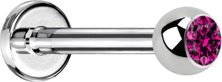 Immagine prodotto Star Piercing Labret argento con sfera di cristallo fucsia (senza ottone, Acciaio chirurgico 316L)