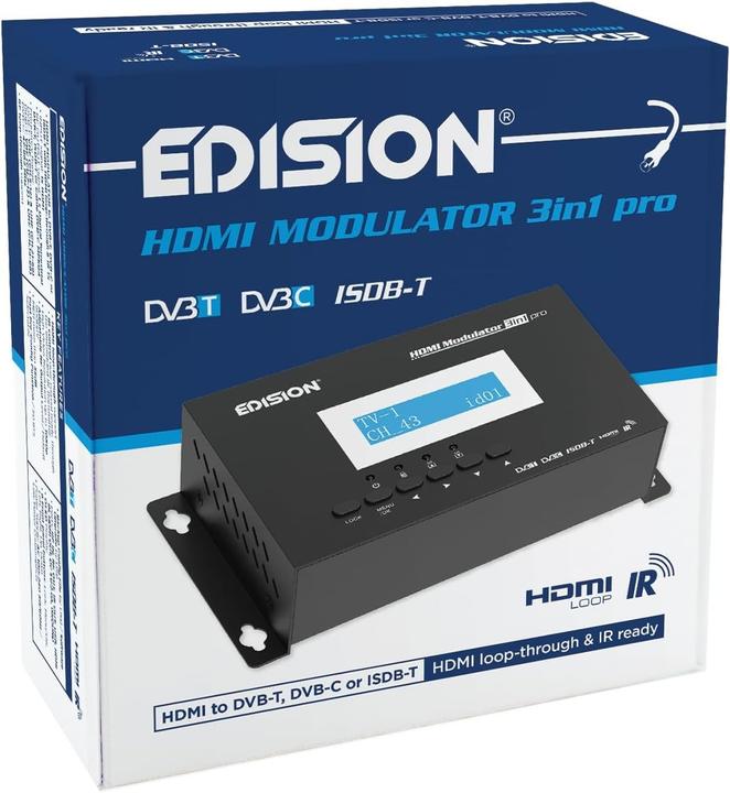 Image du produit Edision HDMI-Modulator 3-in-1 Pro mit DVB-T, DVB-C, ISDB-T, HDMI-Loop und LCD-Display (Modulateur HDMI)