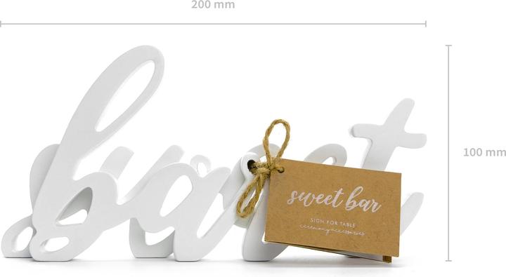 Produktbild Partydeco Partyaccessoire Holzschrift Sweet Bar 37 x 10 cm, Weiss (1 Stück)