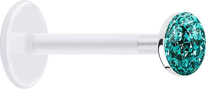 Produktbild Star Piercing Micro Labret transparent mit Kristallscheibe türkis Epoxy Schutzschicht (ohne Messing, 925 Sterlingsilber, Kunststoff)