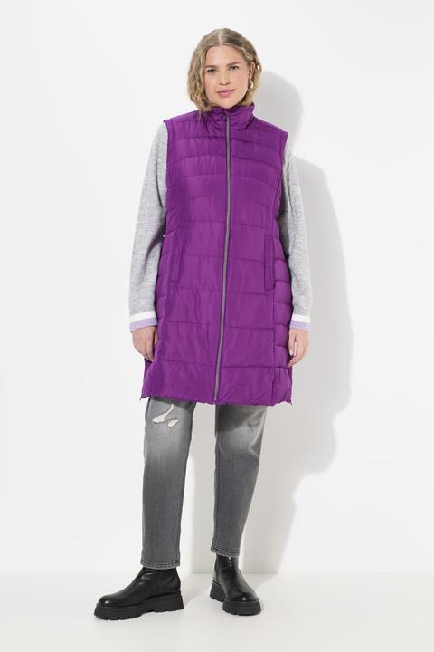Image du produit Ulla Popken Gilet matelassé, col montant et capuche. Silhouette en A. Matière recyclée. (50, 52)