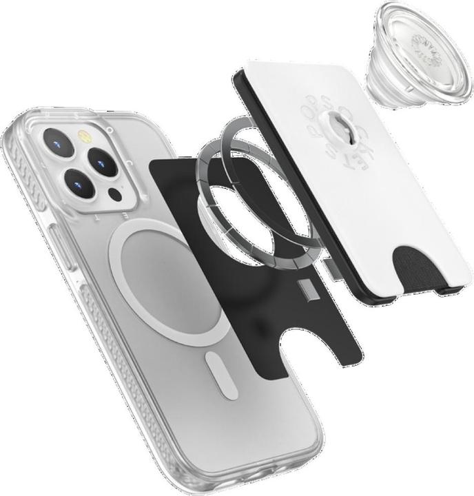 Produktbild PopSockets MagSafe Wallet +, 3 Karten White Clear