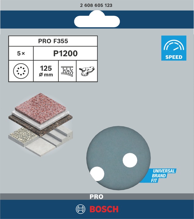 Actual product image Bosch Professional Zubehör PRO F355 sanding sheet, 125 mm, G1200 (1200)