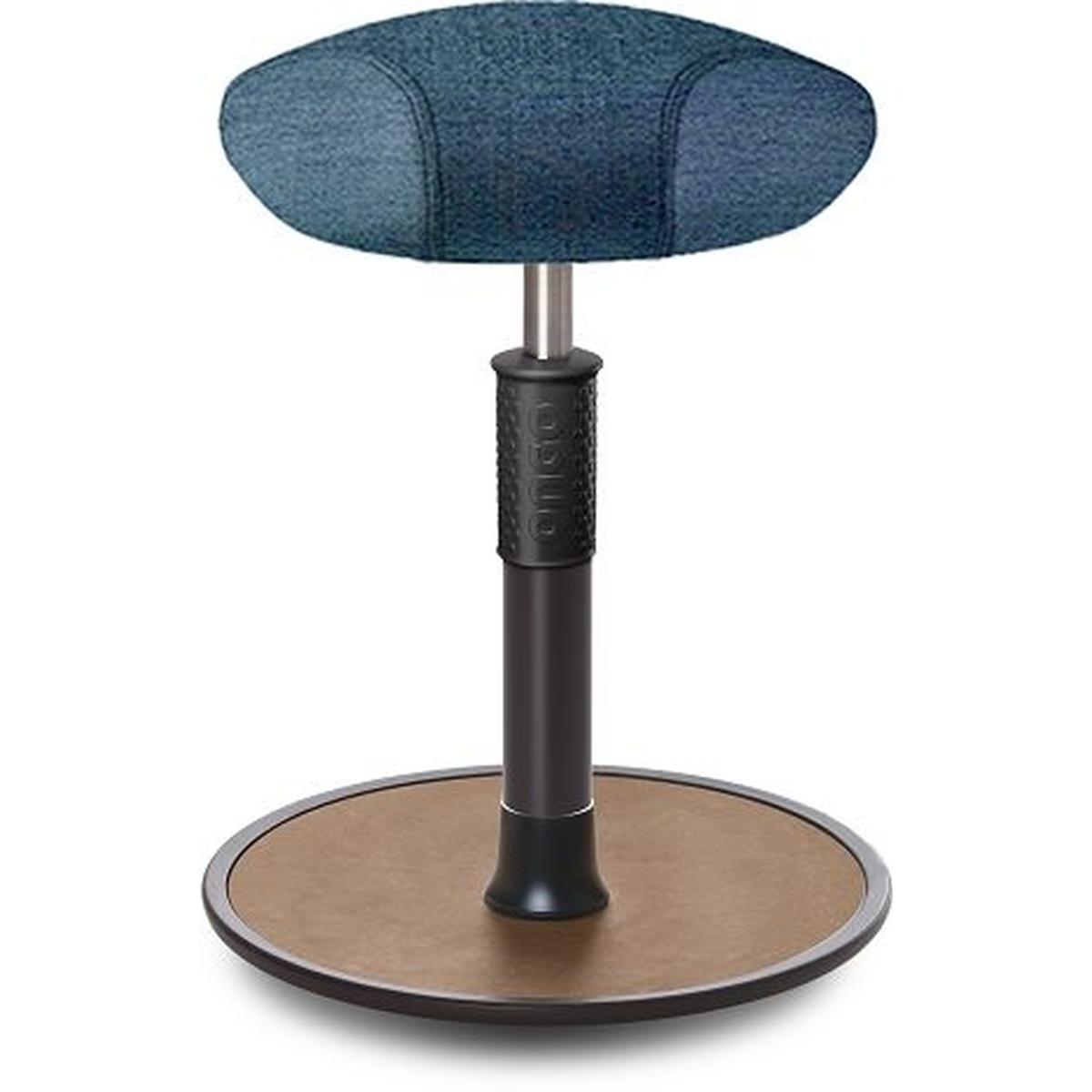Ongo, Bürostuhl, Sitz- Stehhocker Free Regular Triangel Camira Rivet Ozeanblau schwarz /Natur