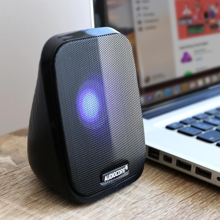 Actual product image Audiocore Black speaker AC835 + led lighting