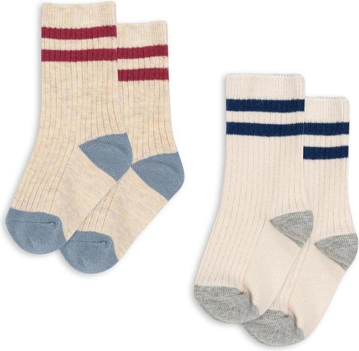Produktbild Konges Slojd 2Pack Gerippte Socken Off White Multi Stripe (2er Pack, 22 - 24)