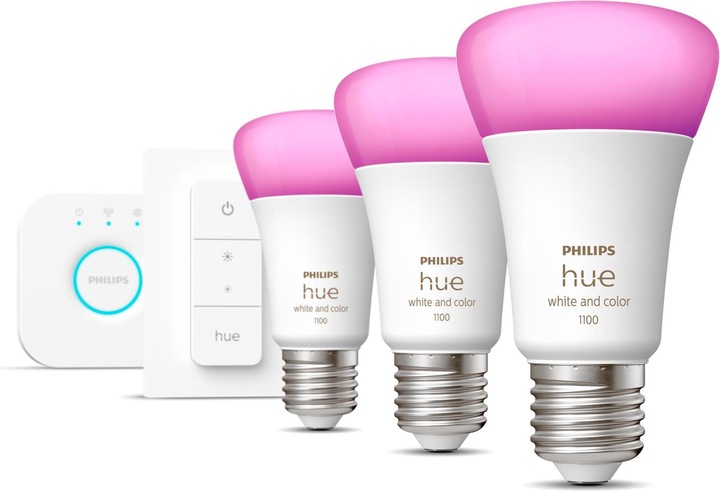 Actual product image Philips Hue White & Color Ambiance BT Starter-Set (E27, 9 W, 1100 lm, 3 x, F)