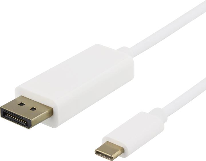 Produktbild Deltaco USB-C - DisplayPort kabelis 4K UHD, paauksuotos jungtys,, baltas / USBC-DP101-K / 00140013 (1 m)