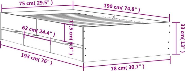 Image du produit VidaXL Cadre de lit avec tiroirs (90 x 190 cm)