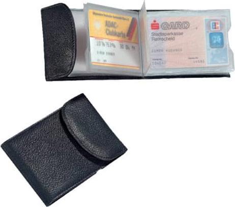 Actual product image Credit and business card case, leather, black with press stud fastener, for approx. 10 cards