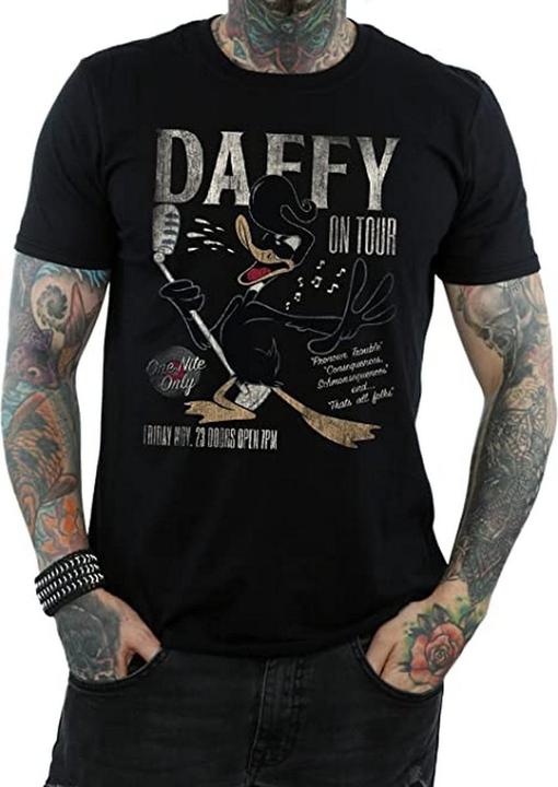 Actual product image Looney Tunes Mens Concert Daffy Duck Cotton T-Shirt (S)