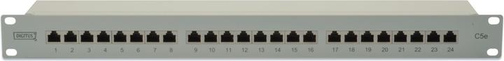 Produktbild Digitus Patch Panel 48,3cm 19Zoll 24Port Cat5e STP geschirmt grau RAL7035 Kabelinstallation mit LSA Leist...