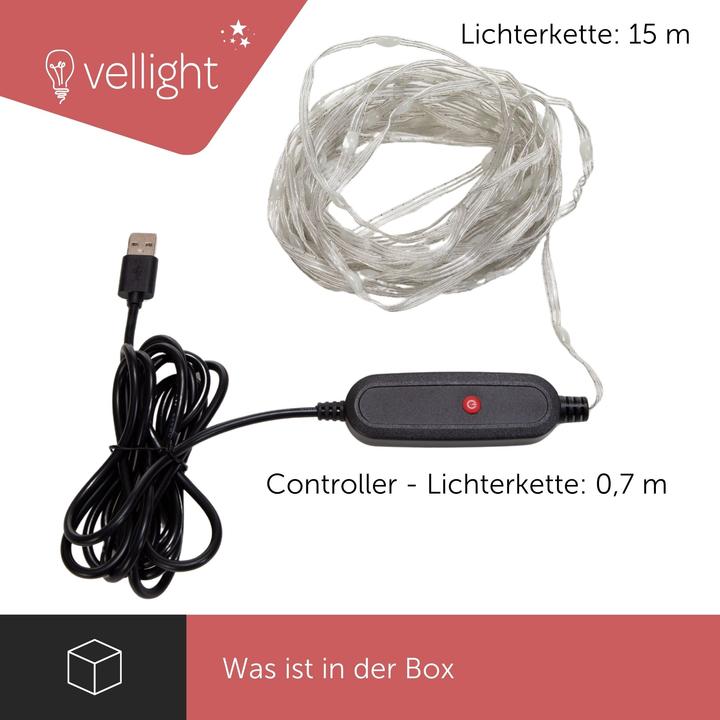 Actual product image Vellight TUYA LED - 7.5 m - 75 multicoloured lamps - transparent wire - smart (7.50 m)