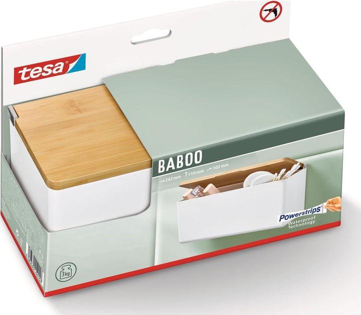 Produktbild tesa BABOO Aufbewahrungsbox mit Deckel, mittelgross inkl. Klebelösung ohne Bohren