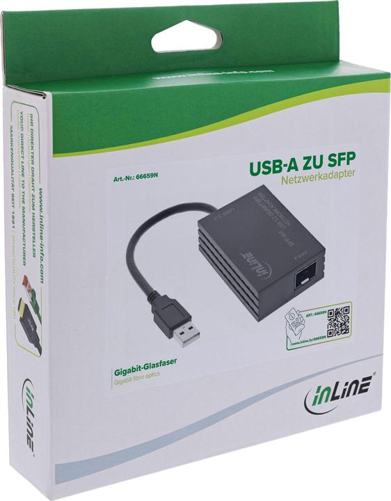 Produktbild InLine USB-A zu SFP Gigabit Fiber Netzwerkadapter (10/100/1000 Mb/s)