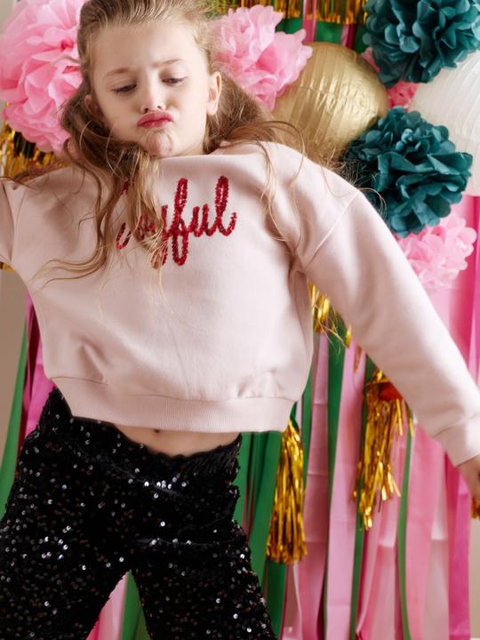 Produktbild Vertbaudet Mädchen Sweatshirt mit Pailletten und festlichem Schriftzug (86)