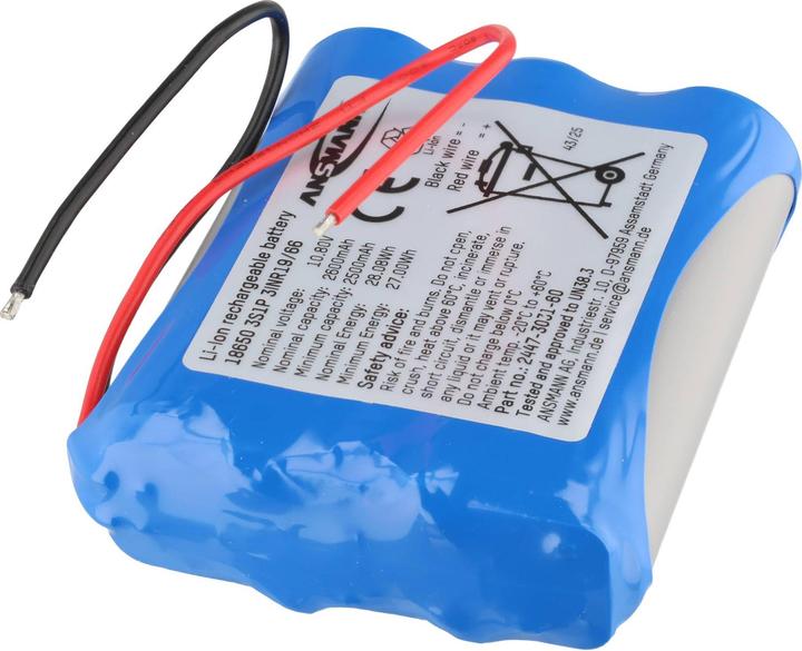 Actual product image Ansmann 3S1P Akkupack 3x 18650 Kabel Li-Ion 10.8 V 2600 mAh (1 pcs., 18650, 2600 mAh)