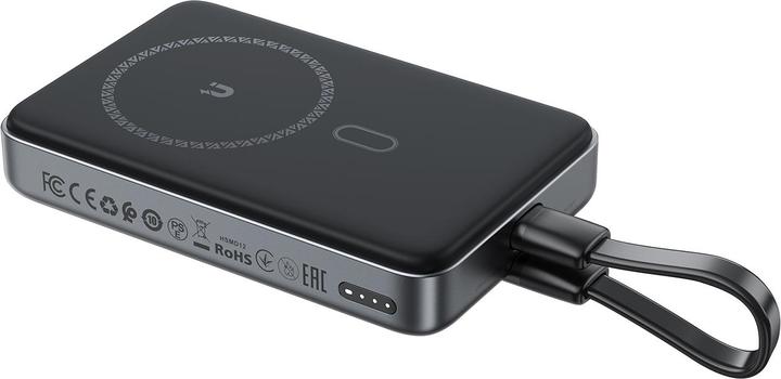 Actual product image Acefast Powerbank M10 Magnetic 2x USB-C PD 30W with 15W Inductive Charging and USB-C Cable - Black (10000 mAh, 30 W, 37 Wh)