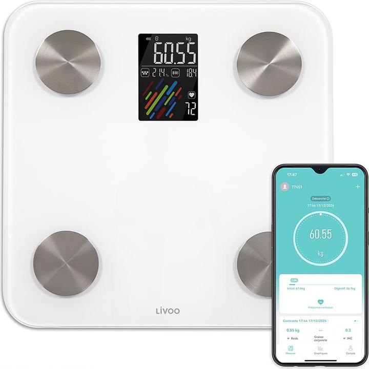 Produktbild Livoo Angeschlossene Personenwaage mit Impedanzmesser (180 kg)