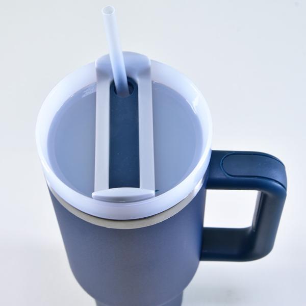 Produktbild Kögler Thermo Kaffee Henkel Becher aus Edelstahl, mit Strohhalm, dunkelblau, 1200ml (1200 ml, 1 x)