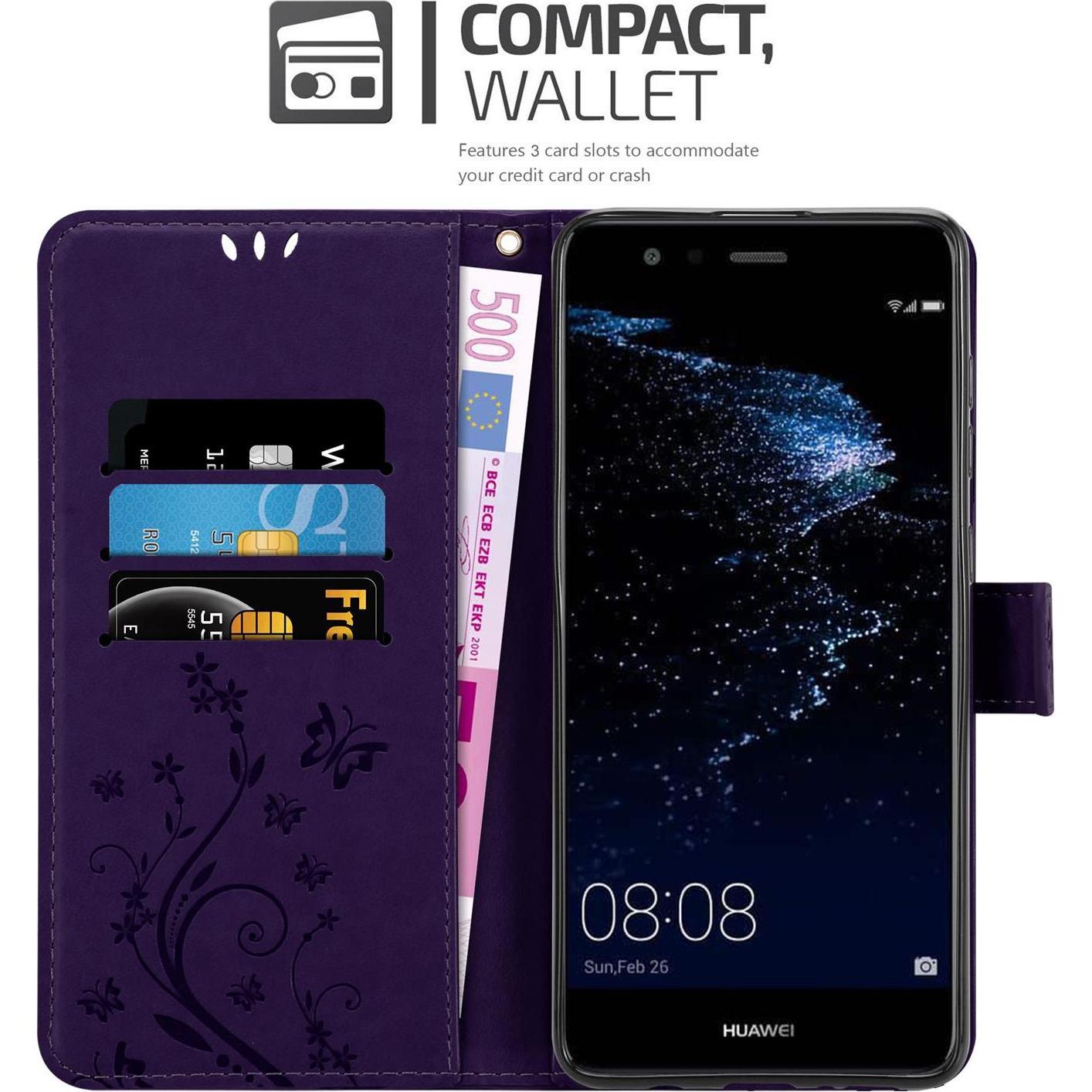 Thumbnail - Cadorabo Flower Book Cover (Huawei P10 Lite), Smartphone Hülle, Violett