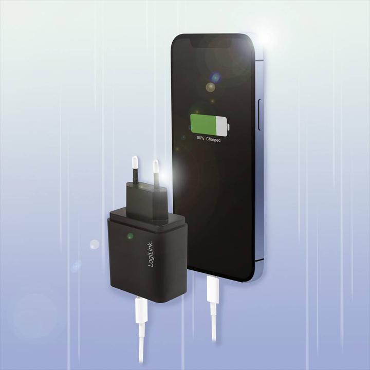 Actual product image LogiLink USB charger 1x USB black 1-port USB socket adapter, 13.5W (18 W)