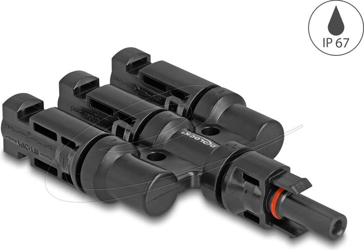 Actual product image Delock DL4 Solar connector 1x socket to 3x plug, IP67 (Solar connector)