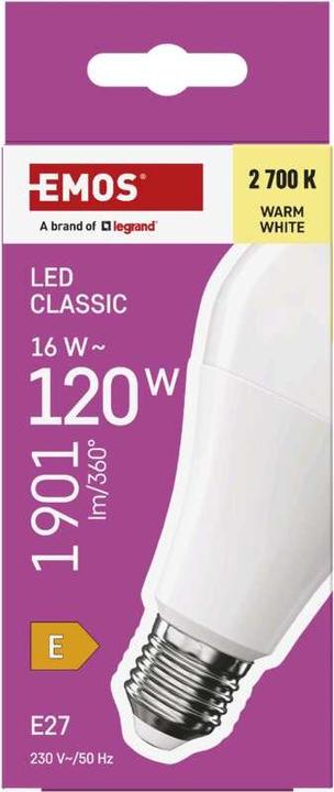 Produktbild Emos LED Lampe Classic A70 / E27 / 16 W (120 W) / 1901 lm / Warmweiss (E27, 16 W, 1901 lm, 1 x, E)
