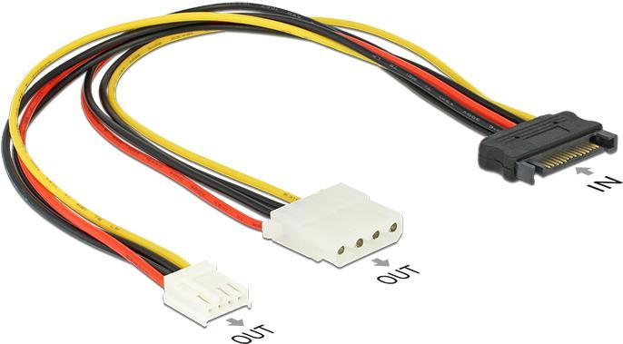 Actual product image Delock Y-cable Power SATA (30 cm, 15 pin S-ATA, 4 pin floppy, 4 pin Molex)