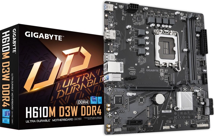 Image du produit Gigabyte H610M D3W DDR4 Carte mère - Compatible avec les processeurs Intel Core de 14e génération, VRM 5+1+1 (LGA 1700, Intel H610, mATX)