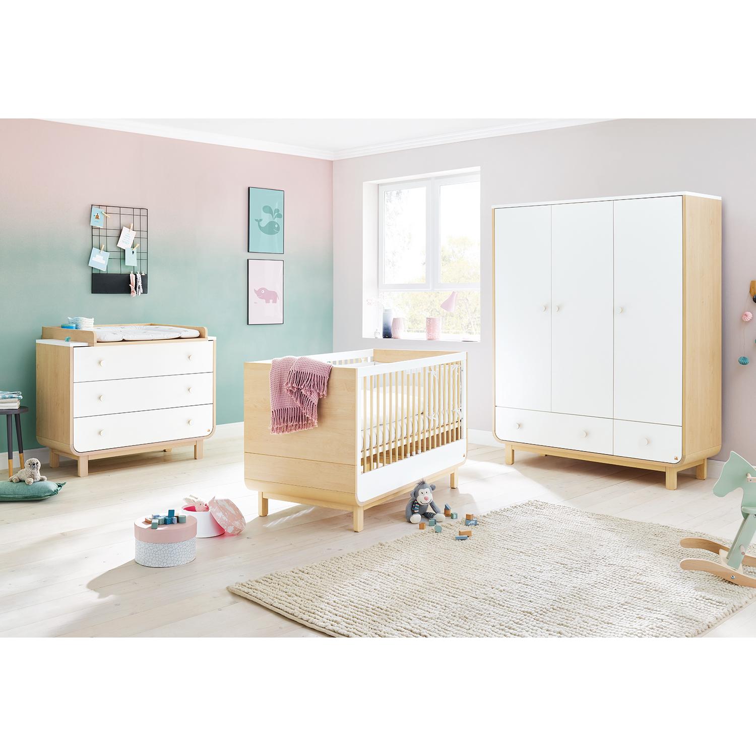 Pinolino, Komplett-Babyzimmer, Round (Babybett, Wickelkommode, Kinderkleiderschrank)