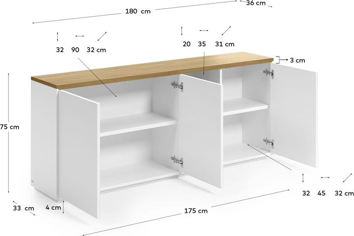 Actual product image Kave Home Abilen (180 x 36 x 75 cm)