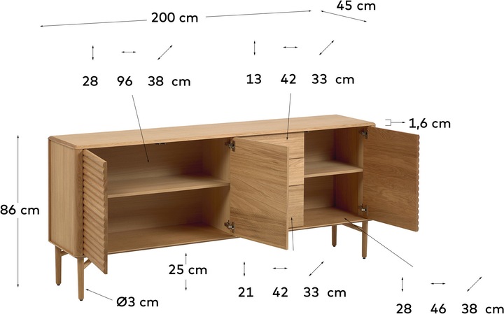 Produktbild Kave Home Lenon (200 x 86 x 45 cm)