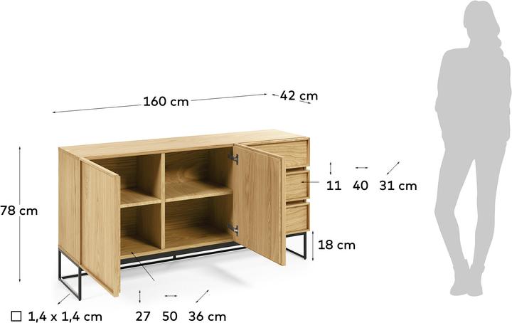 Image du produit Kave Home Taiana (160 x 42 x 78 cm)