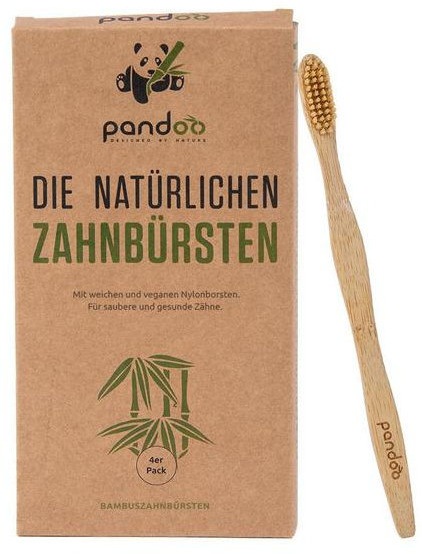 Image du produit Pandoo Brosses à dents en bambou (Moyen, 4 x)