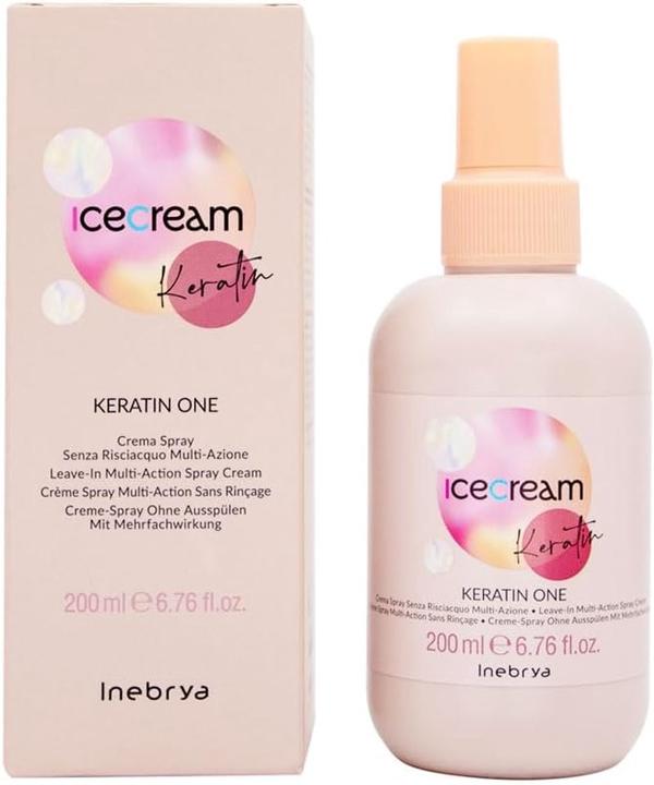 Actual product image Inebrya Ice Cream Keratin One Multiaction Spray - Multifunctional Rinse-free Cream Spray based on (200 ml)