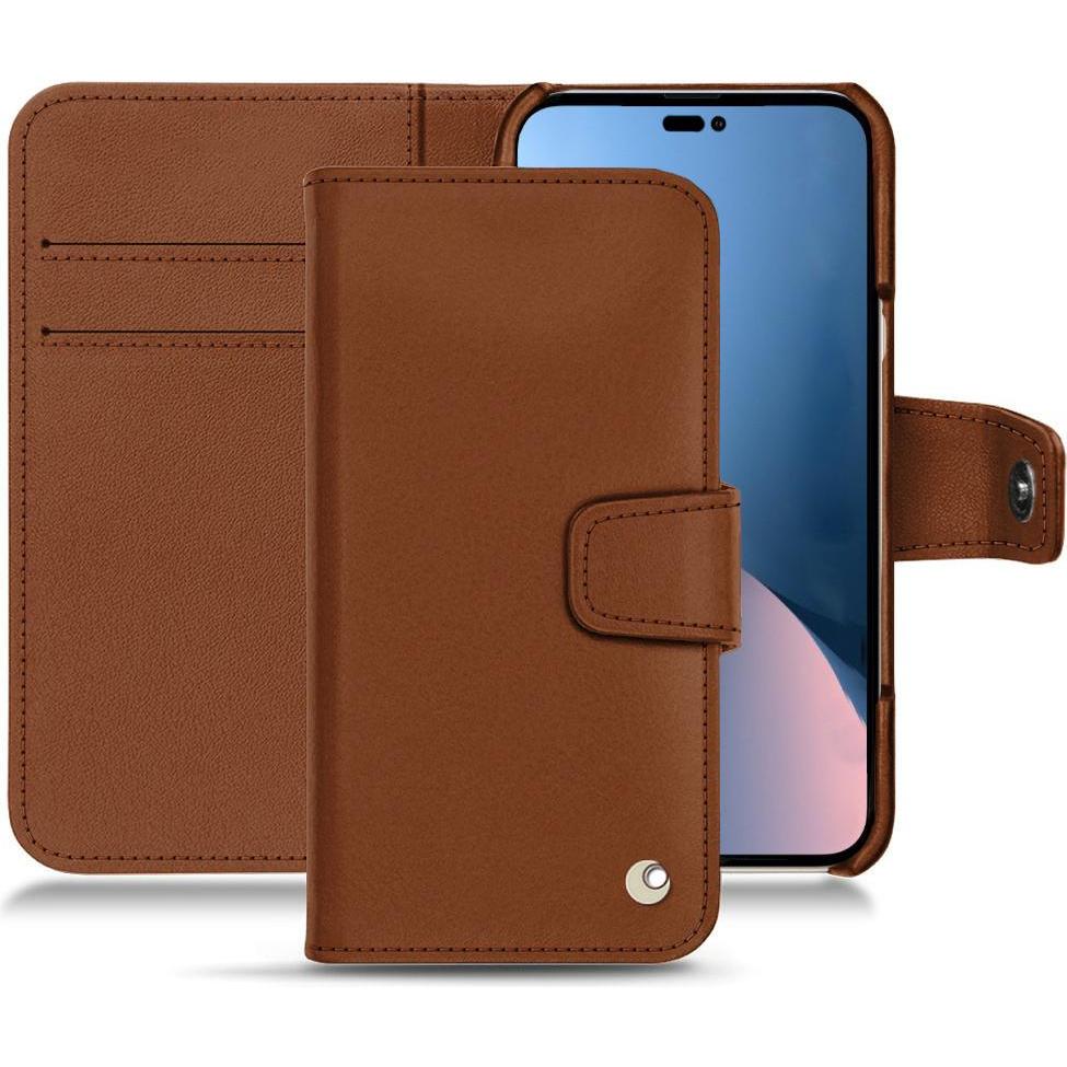Noreve Lederschutzhülle Wallet (Apple iPhone 14 Plus), Smartphone Hülle, Braun