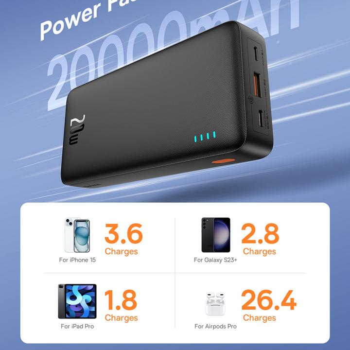 Actual product image Baseus Airpow 20000mAh 20W powerbank (black) (20000 mAh, 20 W, 74 Wh)