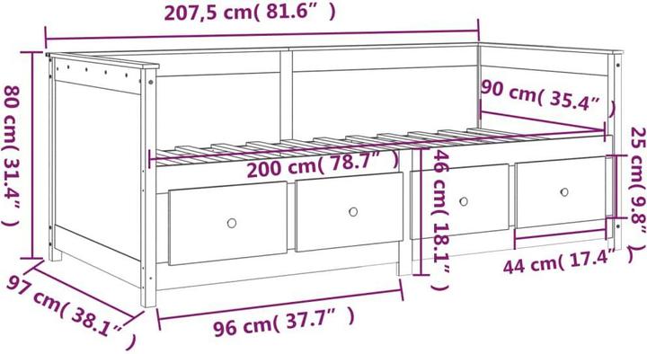 Produktbild vidaXL Tagesbett (90 x 200 cm)