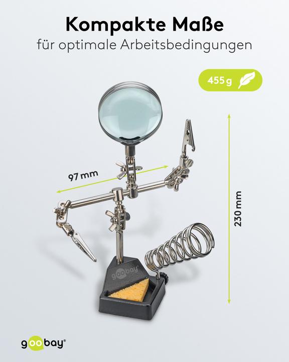 Actual product image Goobay Dritte Hand mit Lupe und Lötkolbenständer